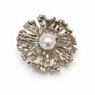 Cache-Bouton Fleur Ciselée Perle