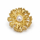Cache-Bouton Fleur Ciselée Perle