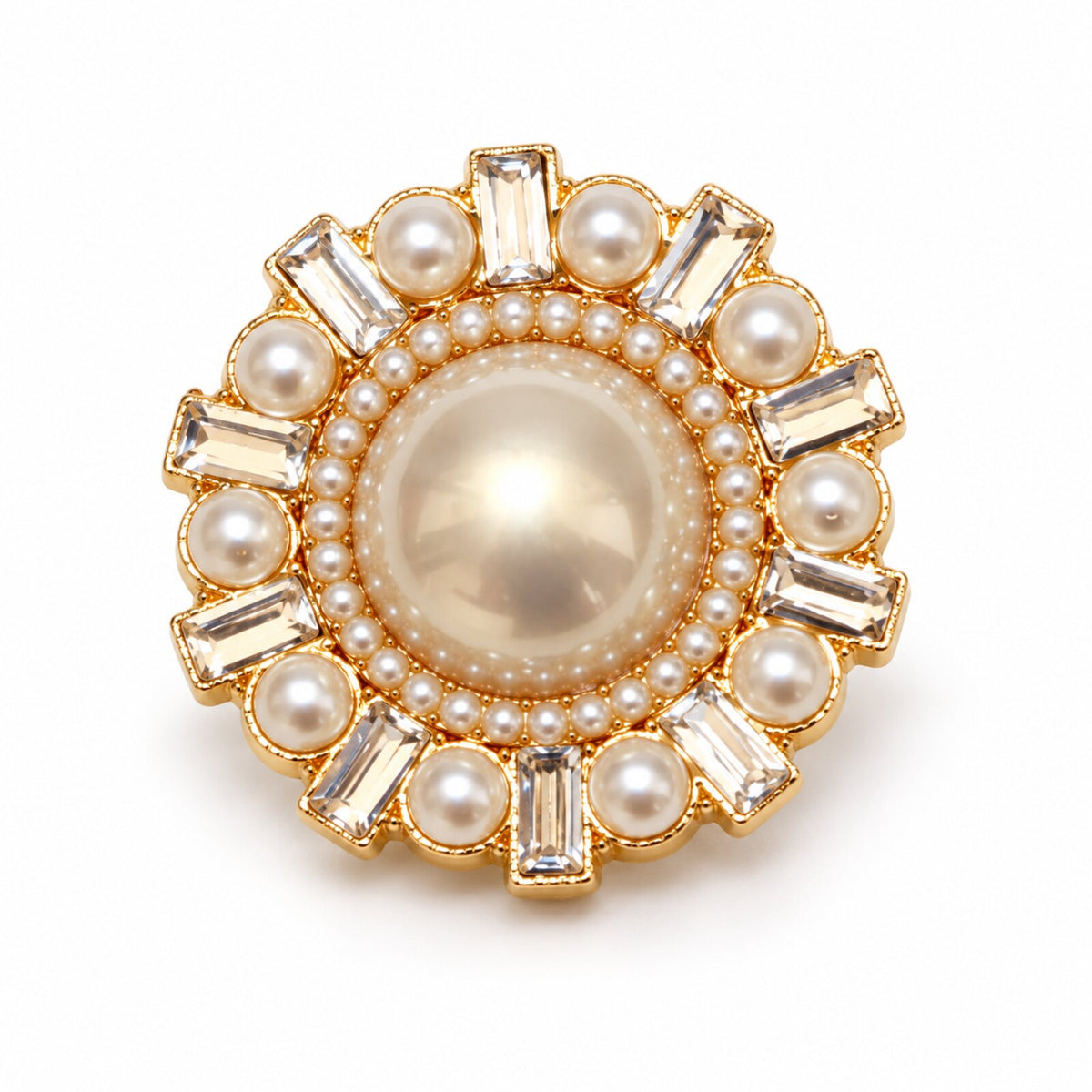 Cache-Bouton Rosace Perle et Strass