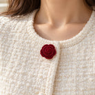 Cache-Bouton Rose Velours Bordeaux