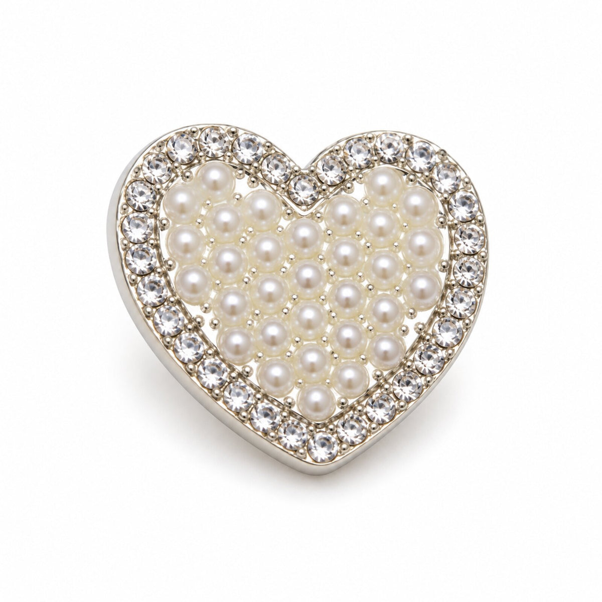 Cache-Bouton Cœur Perles et Strass