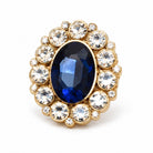 Cache-Bouton Ovale Bleu Saphir Doré