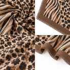 Foulard Carré Imprimé Safari Floral Frangé Camel Marron Détail - ModeAccess