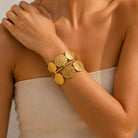 Bracelet Manchette Pastilles Martelées Porté Doré - ModeAccess