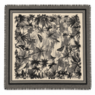 Foulard Carré Imprimé Jungle Tropical Frangé Bleu Marine Écru - ModeAccess