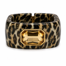 Bracelet Jonc Large Léopard Résine Strass Doré - ModeAccess