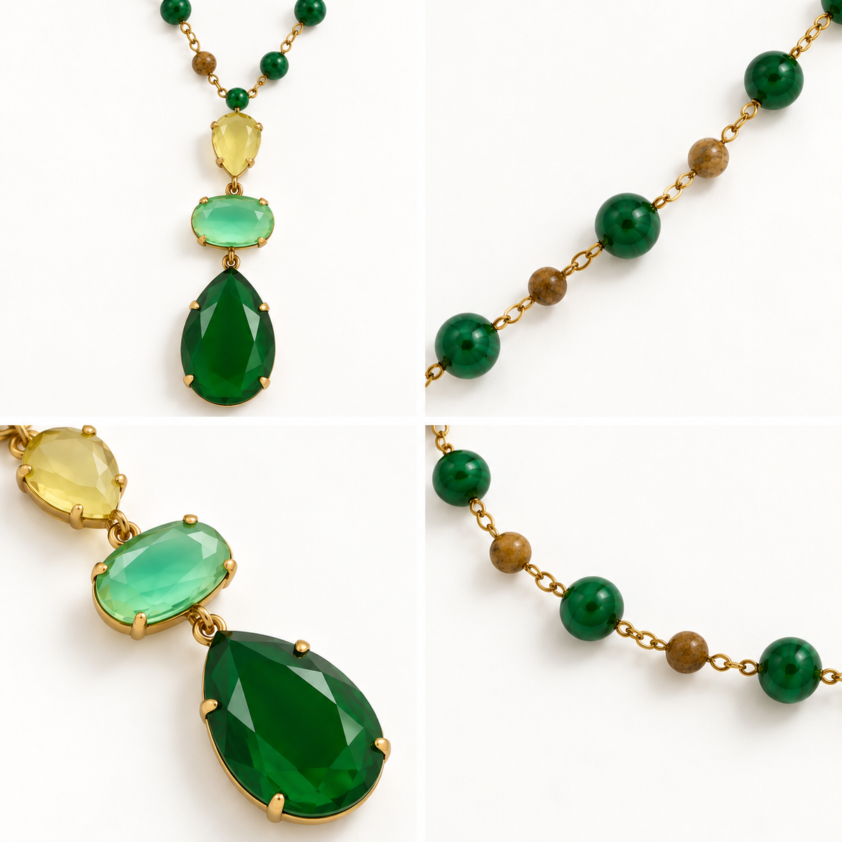 Collier Sautoir Perles Trio Gouttes Facettées - ModeAccess
