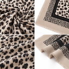 Foulard Carré Imprimé Léopard Frangé Écru Noir Porté - ModeAccess