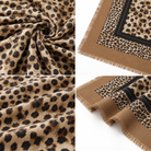 Foulard Carré Imprimé Léopard Frangé Camel Noir Vue - ModeAccess