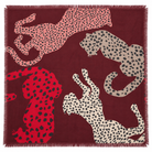 Foulard Carré Imprimé Léopards Silhouette Frangé Écru Marron - ModeAccess