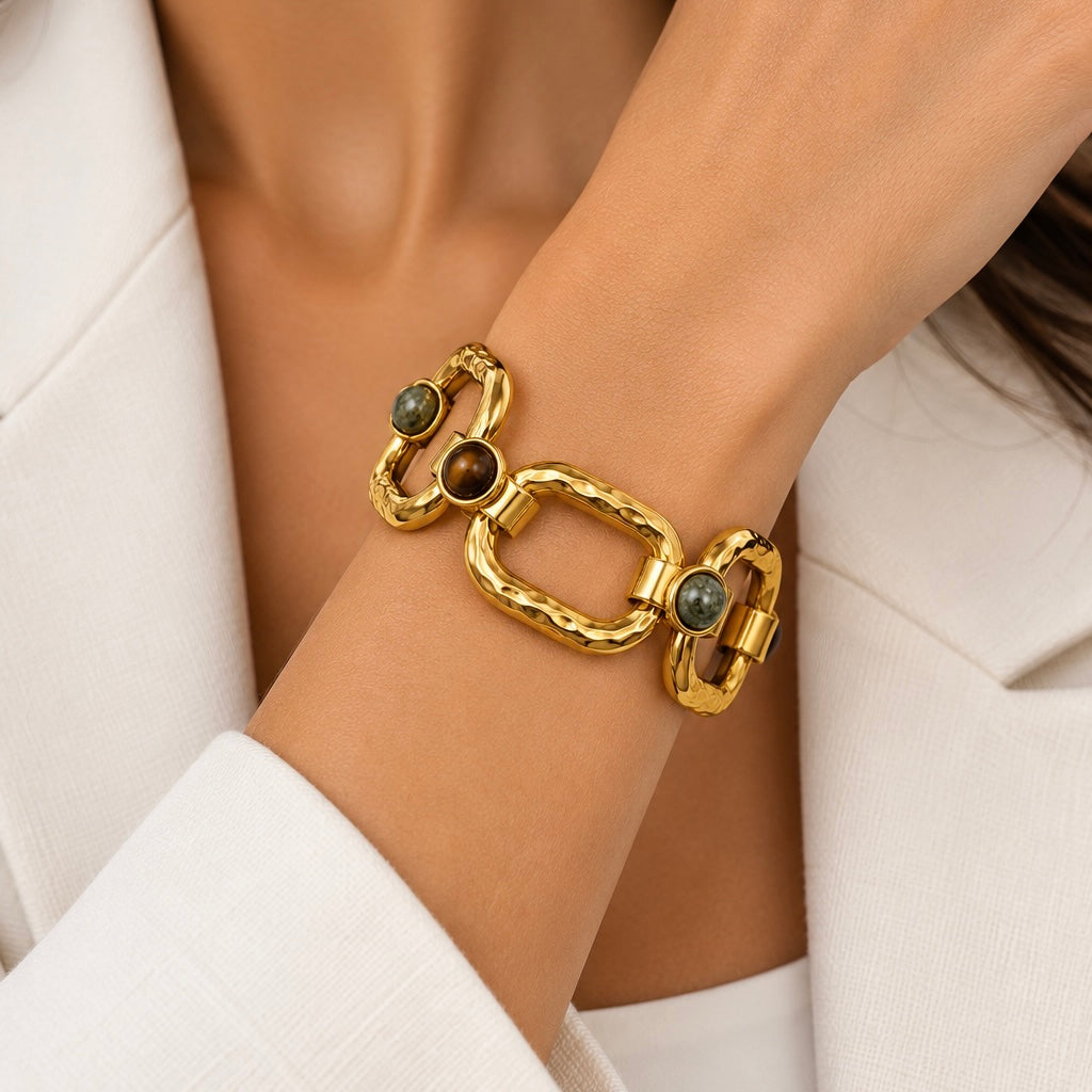 Bracelet Maillons Dorés Pierres Naturelles - ModeAccess