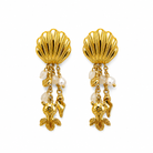 Boucles d'Oreilles Coquillage Doré Charms Marins Perles - ModeAccess