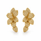 Boucles d’Oreilles Pétales Pavés Strass Dorées