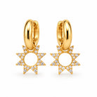 Boucles d’Oreilles Créoles Soleil Strass Dorées
