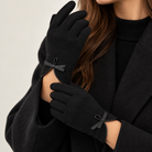 Gants Laine Nœud Cuir Noirs Porté - ModeAccess