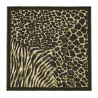 Foulard Carré Imprimé Safari Floral Frangé Noir Écru - ModeAccess