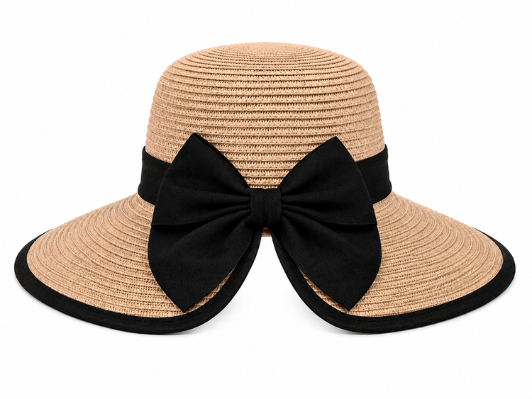 Chapeau Cloche Paille Grand Nœud Noir