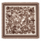 Foulard Carré Imprimé Jungle Tropical Frangé Taupe Écru - ModeAccess