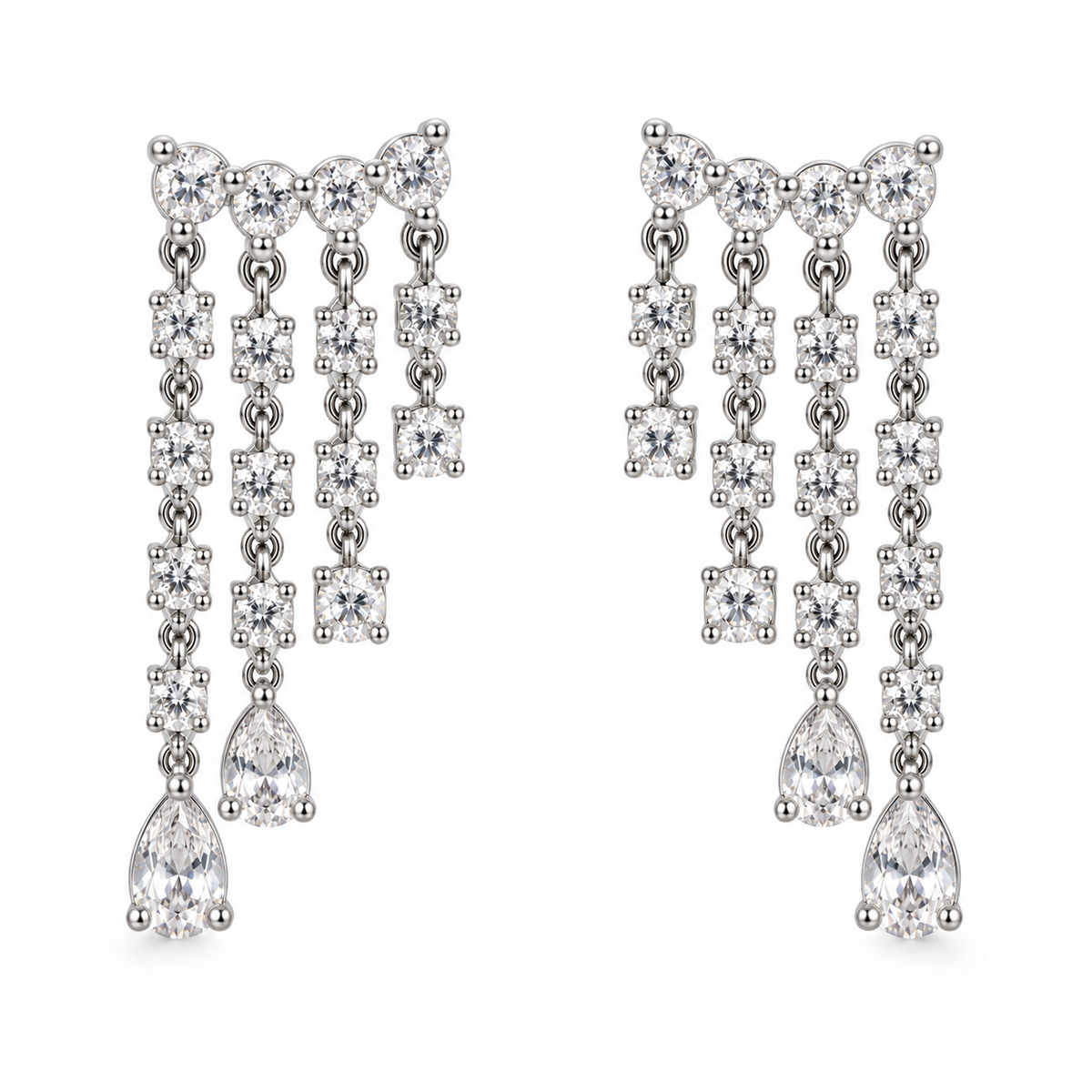 Boucles d'Oreilles Cascade Zircons Argentées - ModeAccess