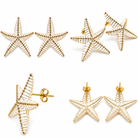 Boucles d'Oreilles Étoile de Mer Blanche Détail - ModeAccess