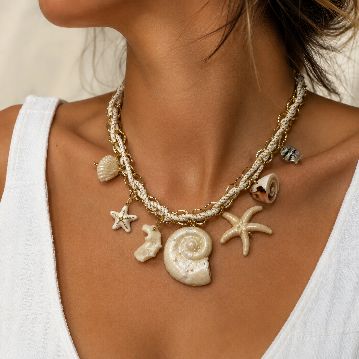 Collier Charms Coquillages Doré - ModeAccess