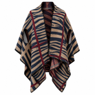 Poncho Réversible Rayures Zébrées Face Camel Marine - ModeAccess