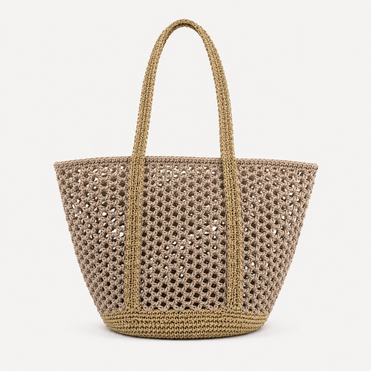 Sac Cabas Crochet Bicolore Doré