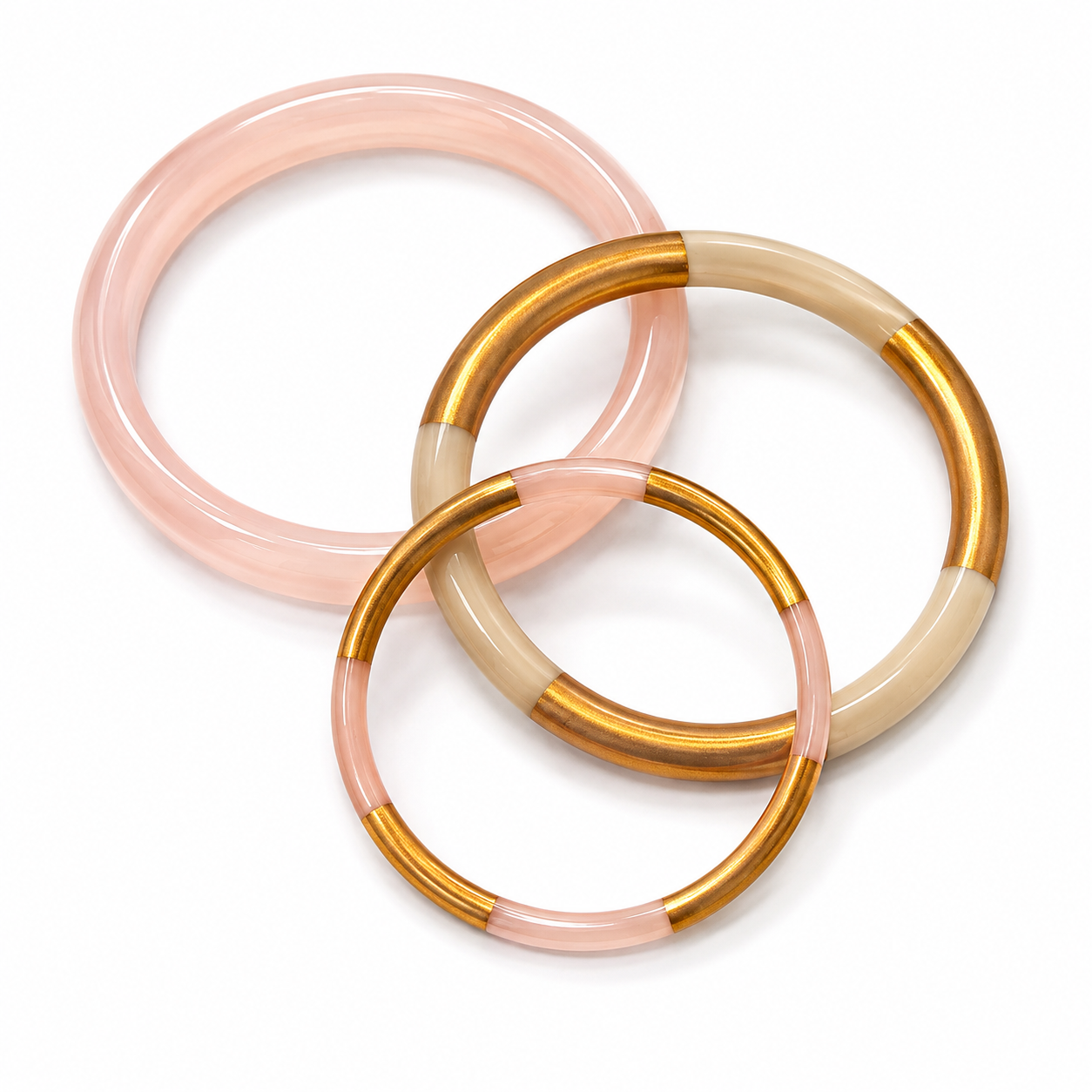 Lot 3 Bracelets Jonc Résine Rose Doré - ModeAccess