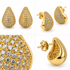Boucles d'Oreilles Goutte Pavée Cristaux Dorées - ModeAccess