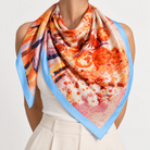 Foulard Carré Floral Orange Bleu - ModeAccess