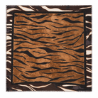 Foulard Carré Imprimé Zèbre Tigré Frangé Camel Noir Détail - ModeAccess