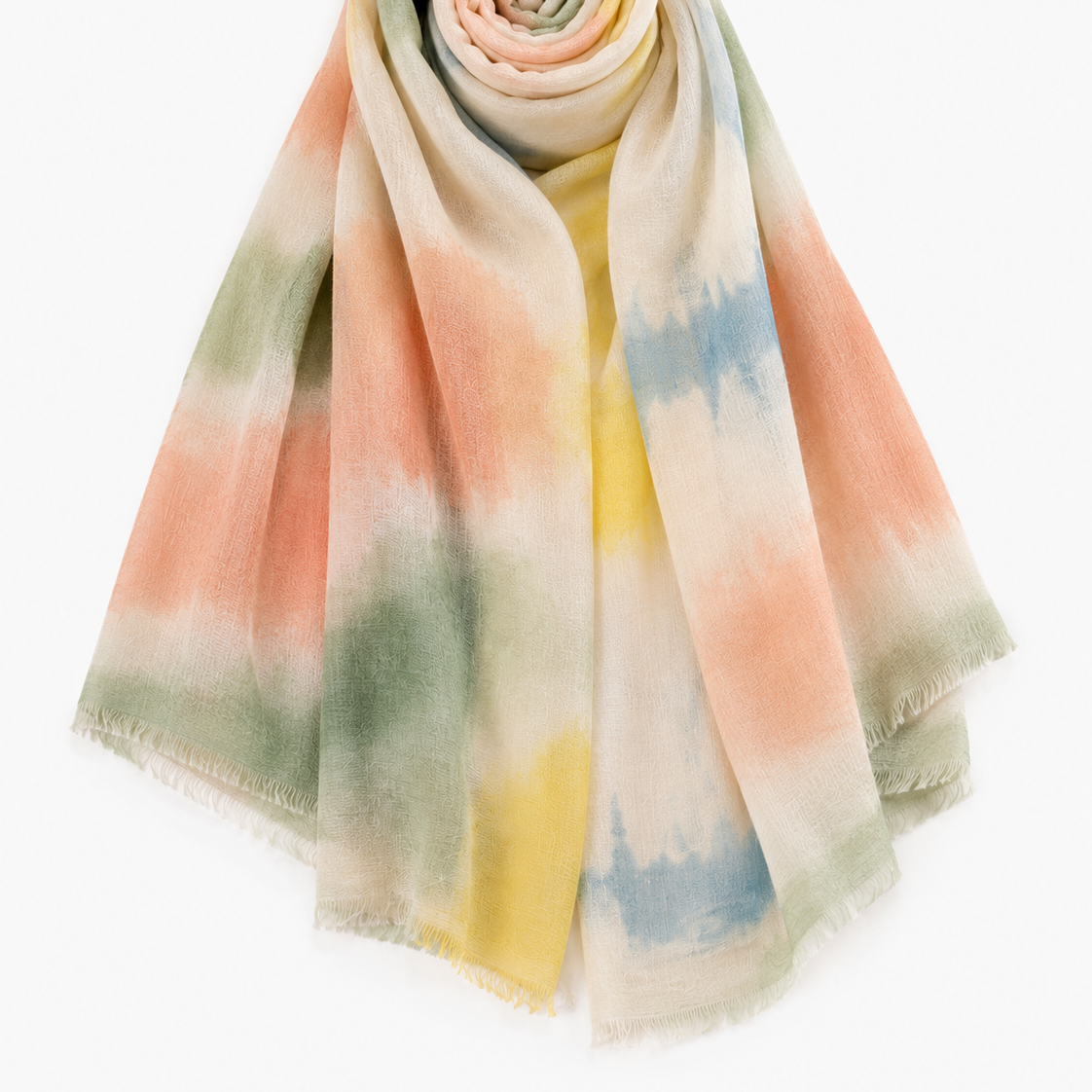Foulard Tie-Dye Pastel Multicolore Franges - ModeAccess